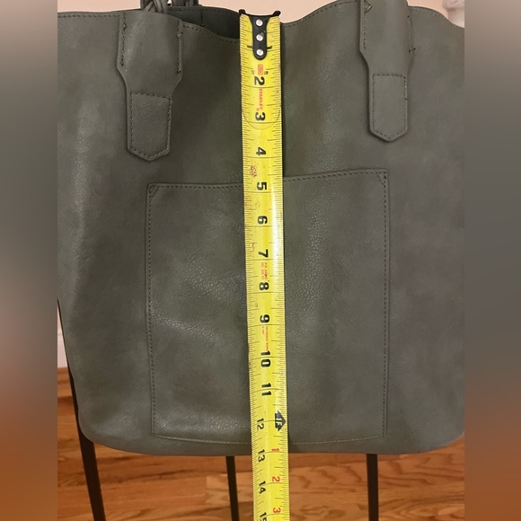 Suede Boho/Hobo Style Tote Bag in Olive - Picture 5 of 5
